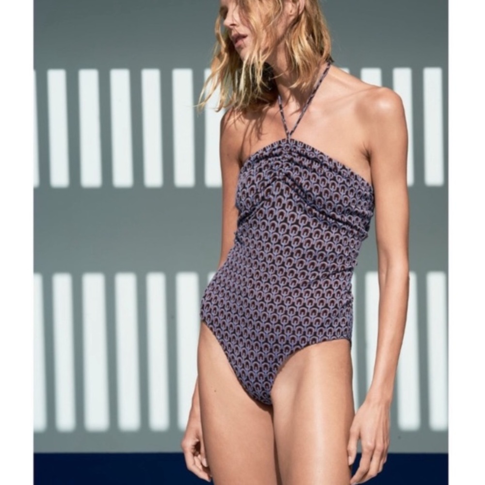 Zara Geometric Halter Bodysuit